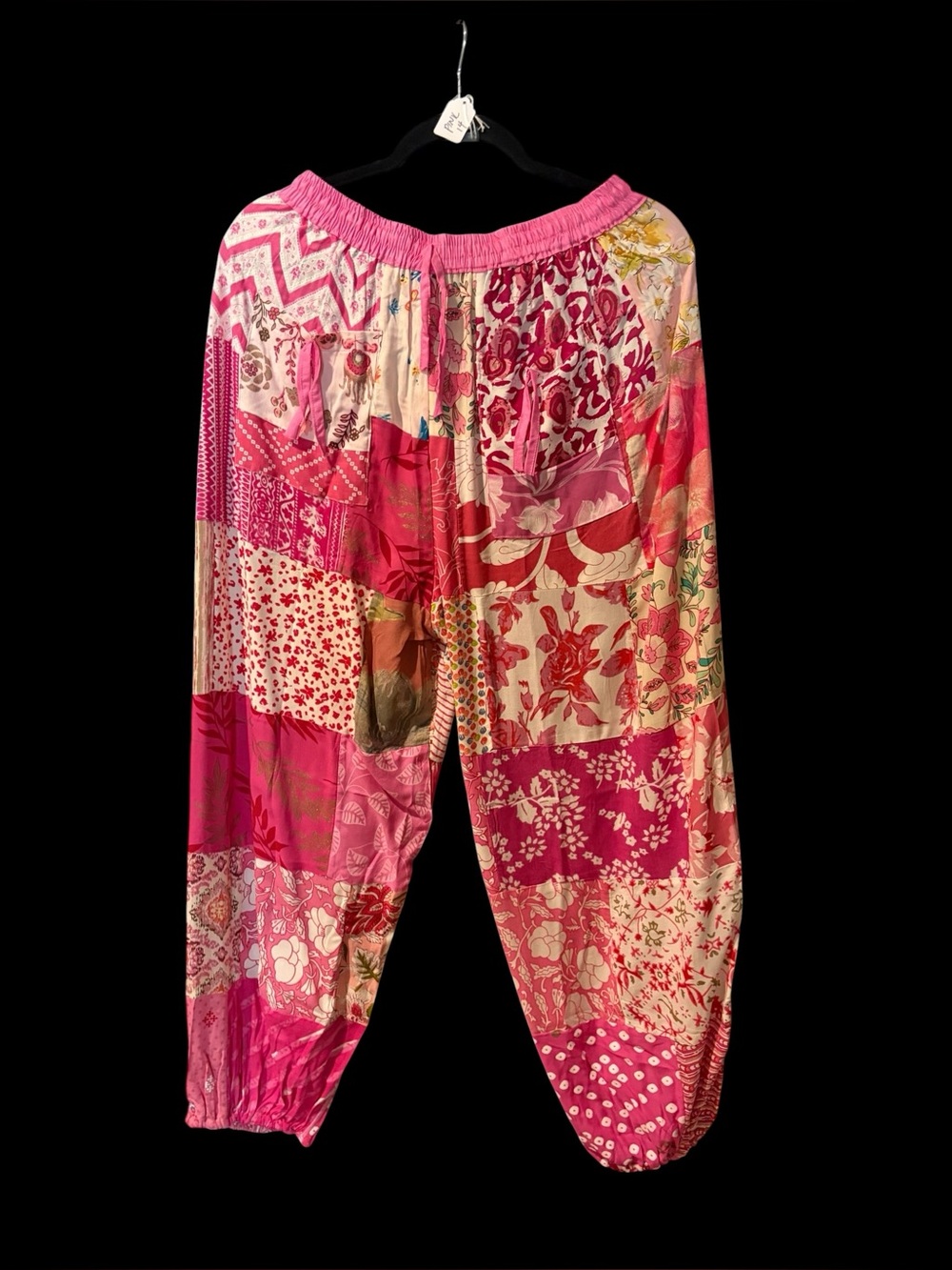 Pink #14 NWT 100% rayon patchwork jogger bottom pants